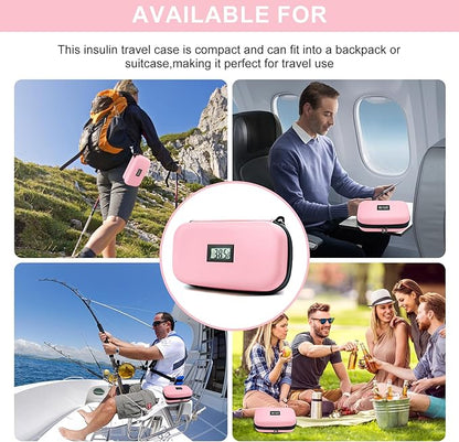 WULUMU Chic Pink Insulin Travel Cooler with Digital Display - TSA Approved