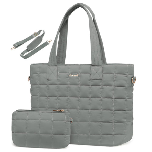 LOVEVOOK Chic Quilt Padded Tote with Laptop Compartment